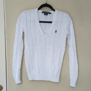 Ralph Lauren Women's V-Neck White Sweater